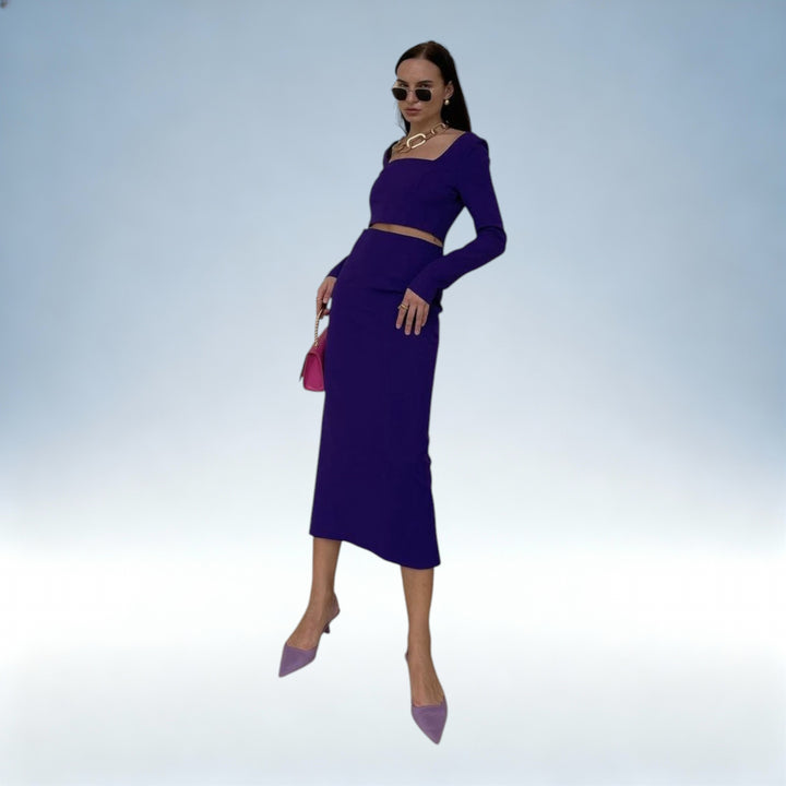 LAURA — Conjunto de Cor Sólida Design Exclusivo | Elegância Atemporal