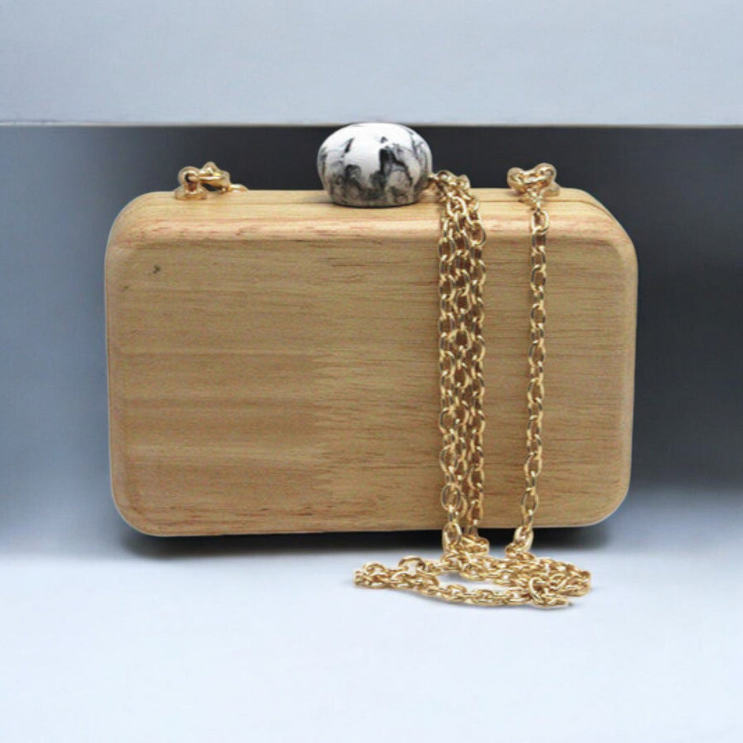 Elegant Solid Color Wooden Clutch