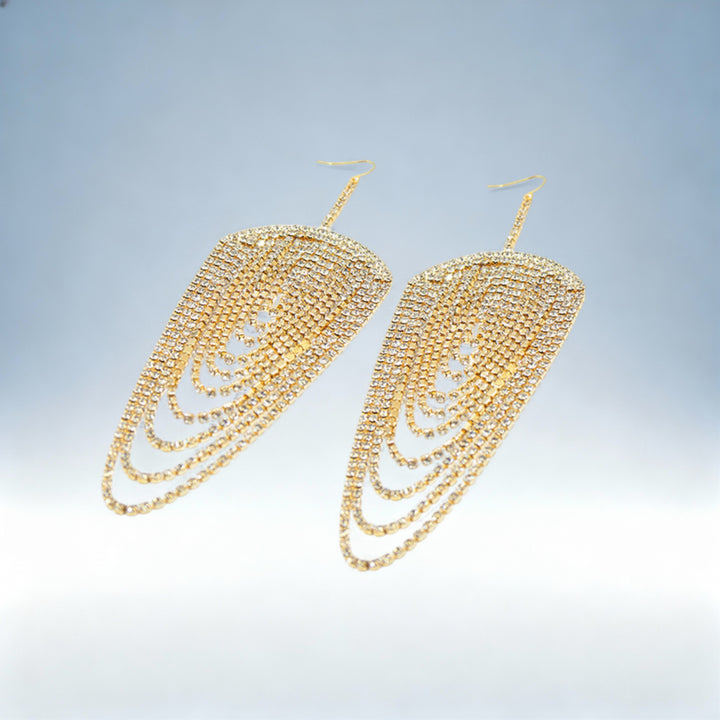 ELISA — Brincos Vintage Strass com Franjas | Charme Clássico