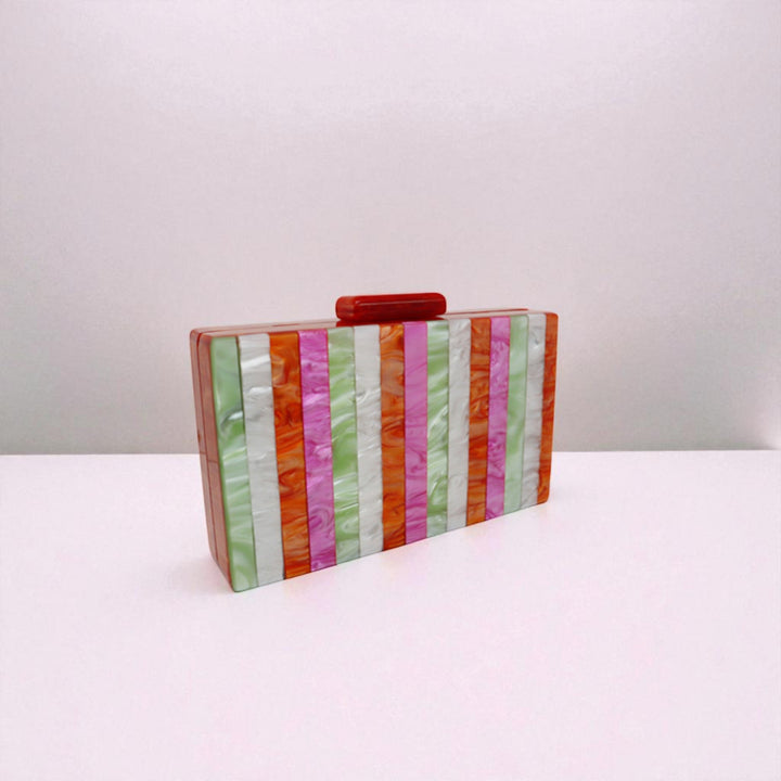 Candy Color Striped Clutch