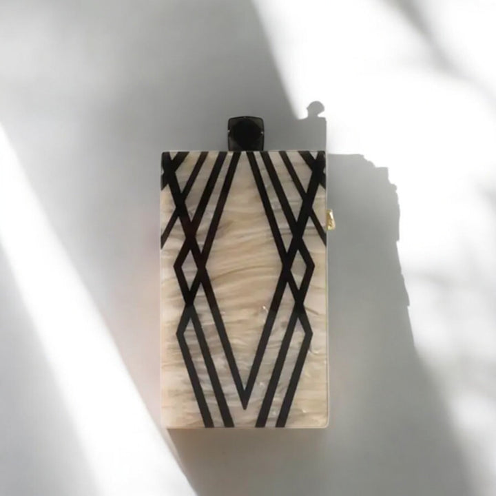 Acrylic Evening Bag with Irregular Stripe Print