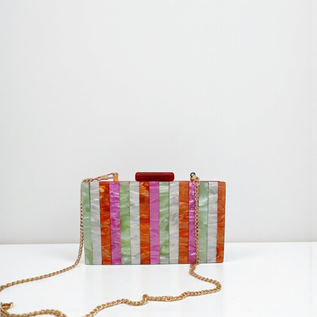 Candy Color Striped Clutch