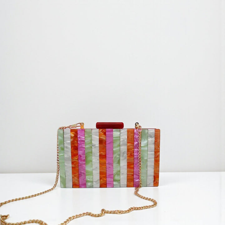 Candy Color Striped Clutch