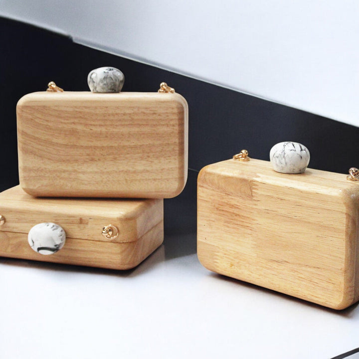 Elegant Solid Color Wooden Clutch