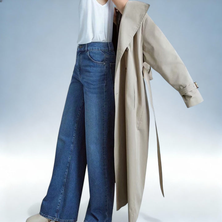 JÚLIA — Casaco Trench Coat Vintage Duplo Peito | Elegância Clássica