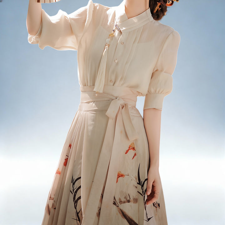 ISABELA — Conjunto Tencel com Padrão Floral | Elegância Clássica