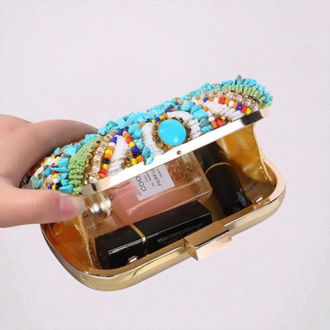 Fashion aluminum frame bead bag