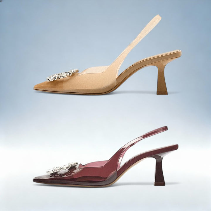 DANIELA — Sandálias de Salto Alto com Strass | Elegância Sofisticada