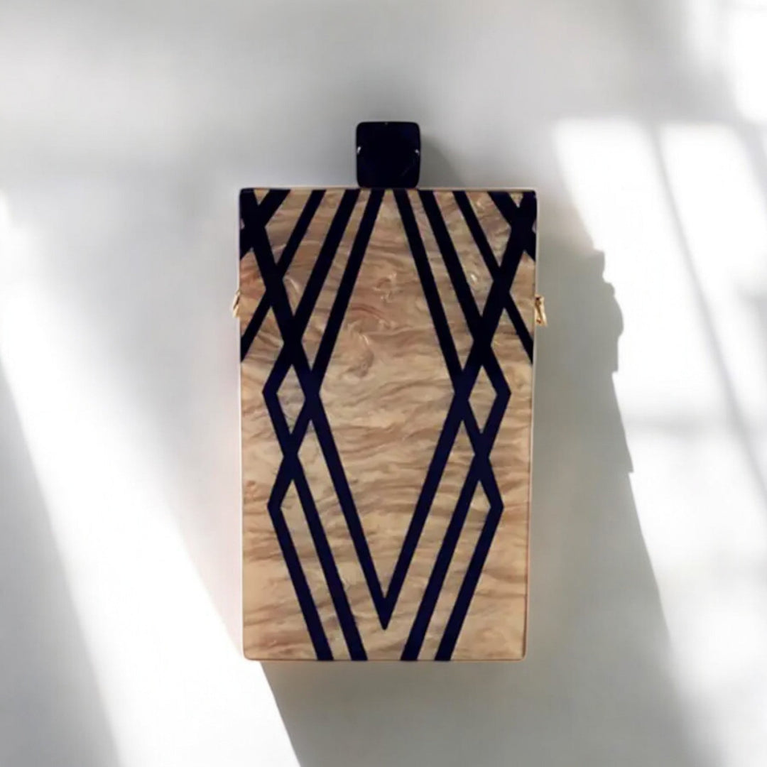 Acrylic Evening Bag with Irregular Stripe Print