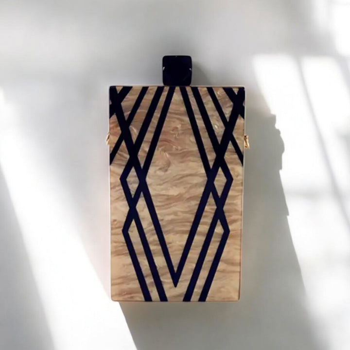 Acrylic Evening Bag with Irregular Stripe Print