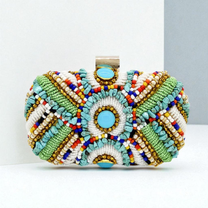 Fashion aluminum frame bead bag
