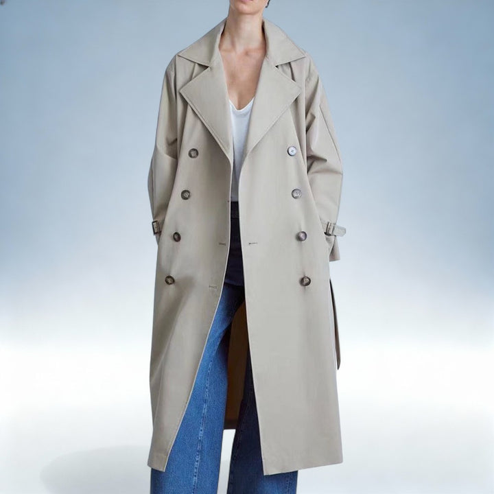 JÚLIA — Casaco Trench Coat Vintage Duplo Peito | Elegância Clássica