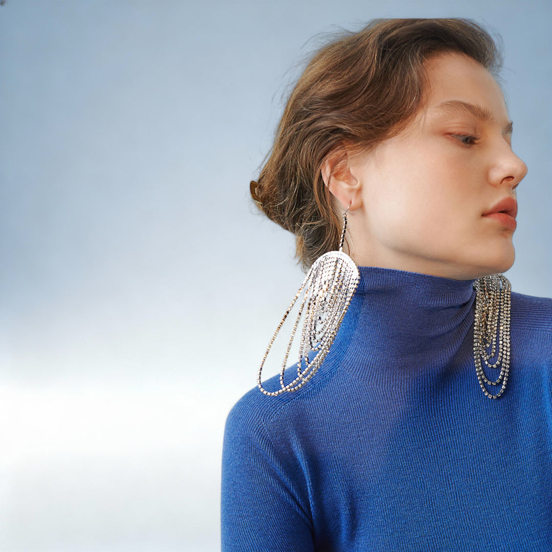 ELISA — Brincos Vintage Strass com Franjas | Charme Clássico